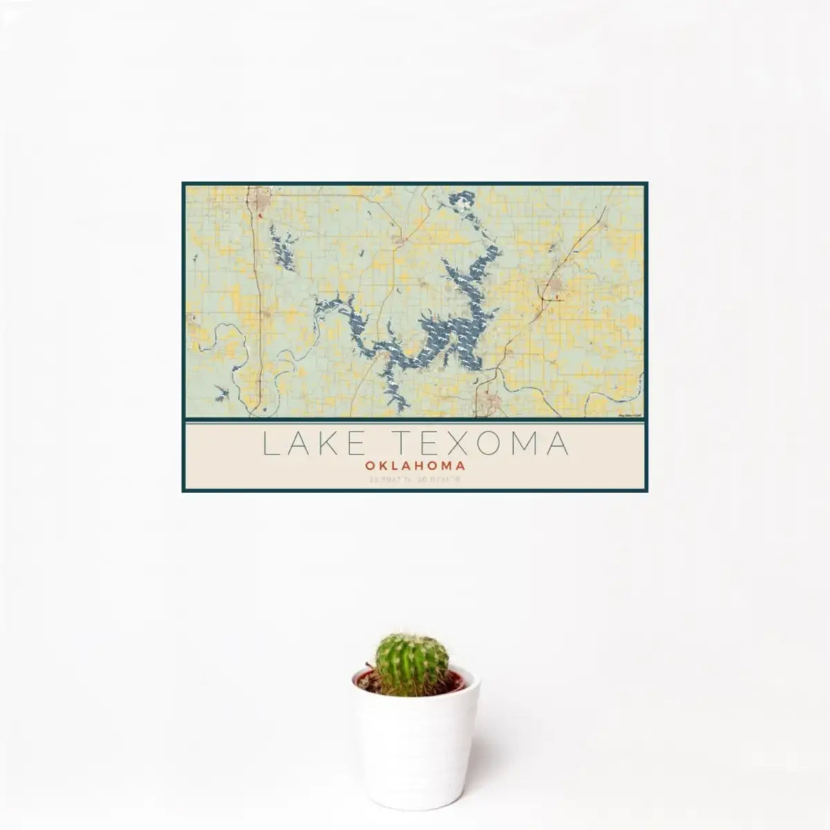 map print - 12x18 woodblock - oklahoma lakes by jace.design