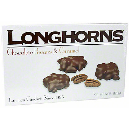candy - longhorns - chocolate pecans & caramel by redstone foods inc