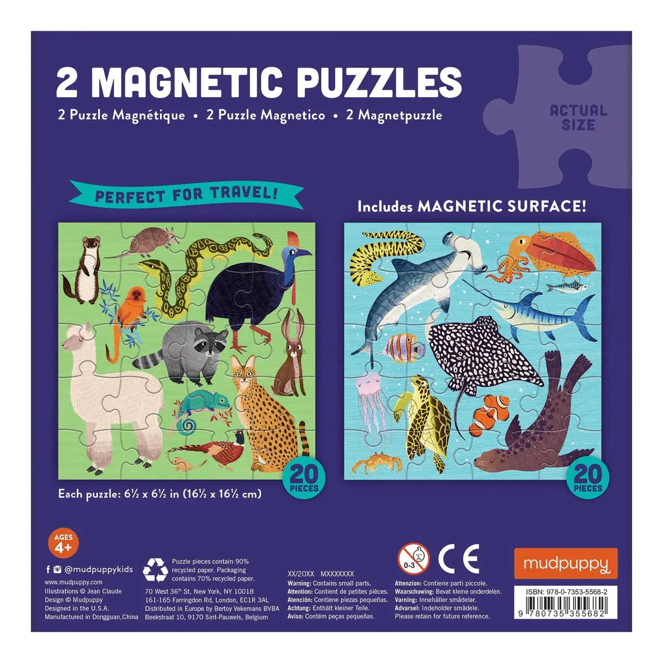 puzzle - magnetic - land & sea animals by chronicle books