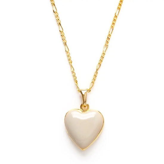 necklace - enamel heart locket - 20" chain - 14kgp by amano studio
