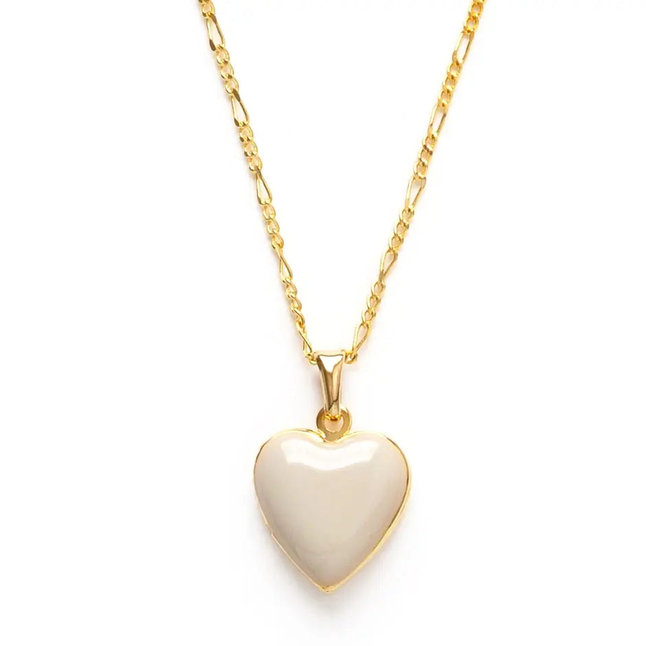 necklace - enamel heart locket - 20" chain - 14kgp by amano studio
