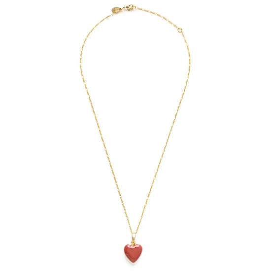 necklace - enamel heart locket - 20" chain - 14kgp by amano studio