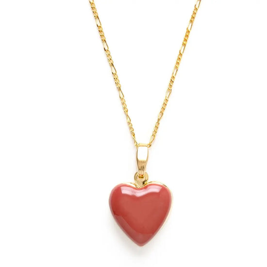 necklace - enamel heart locket - 20" chain - 14kgp by amano studio