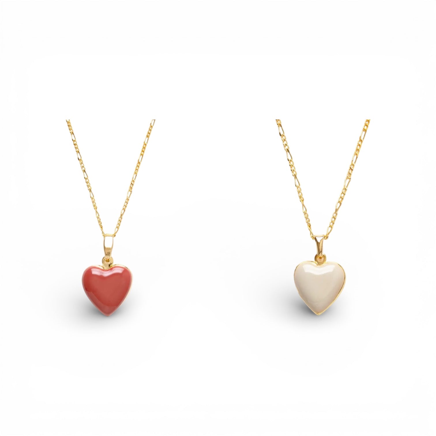 necklace - enamel heart locket - 20" chain - 14kgp by amano studio