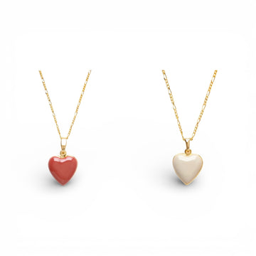 necklace - enamel heart locket - 20" chain - 14kgp by amano studio