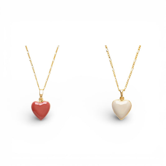 necklace - enamel heart locket - 20" chain - 14kgp by amano studio