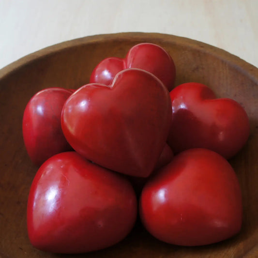 paperweight - large heart - red soapstone by venture imports