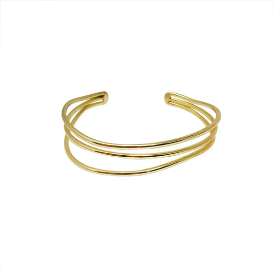 bracelet - cuff - layered waves - gold by worldfinds