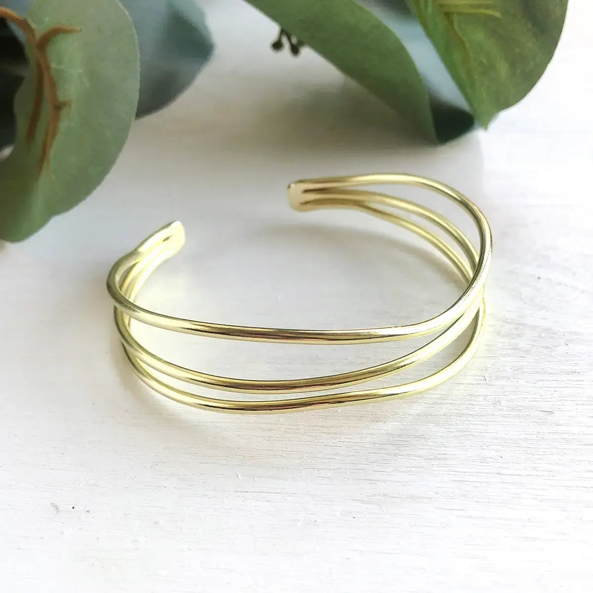 bracelet - cuff - layered waves - gold by worldfinds