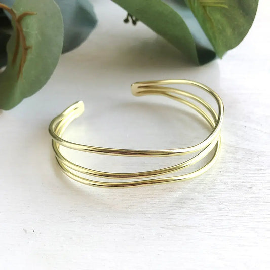bracelet - cuff - layered waves - gold by worldfinds