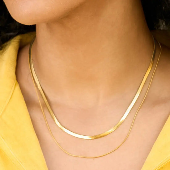 necklace - 2-layered snake chain - 18kgp by peter and june