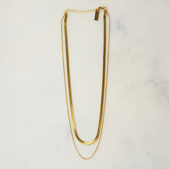 necklace - 2-layered snake chain - 18kgp by peter and june