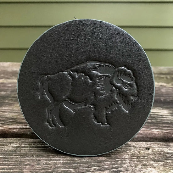 coaster - leather embossed - buffalo/bison by jimmyrockit