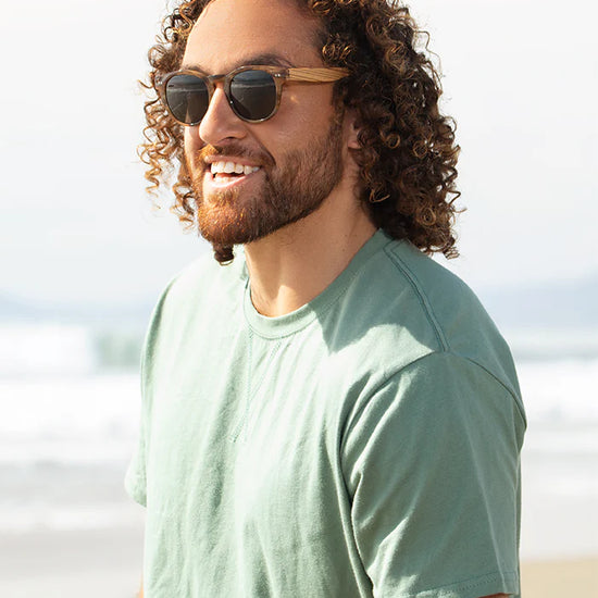 sunglasses - ledger - brown marble / walnut wood / smoke polarized by blue planet eyewear