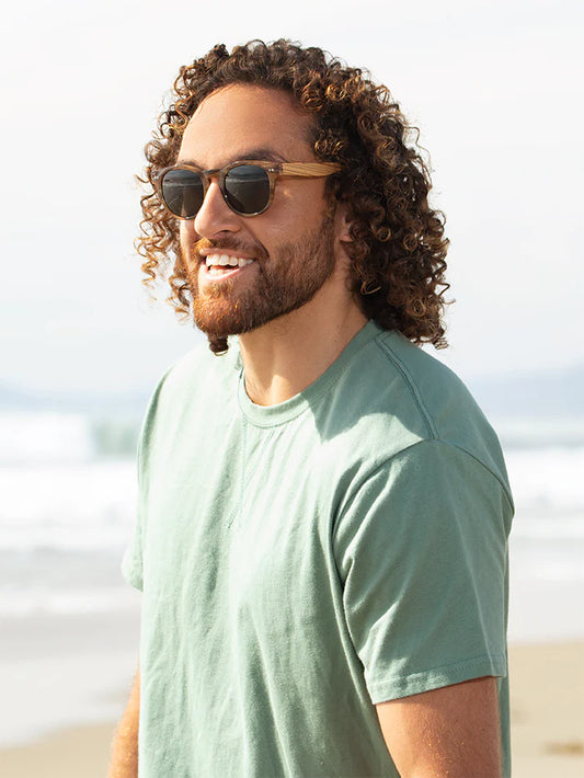sunglasses - ledger - brown marble / walnut wood / smoke polarized by blue planet eyewear