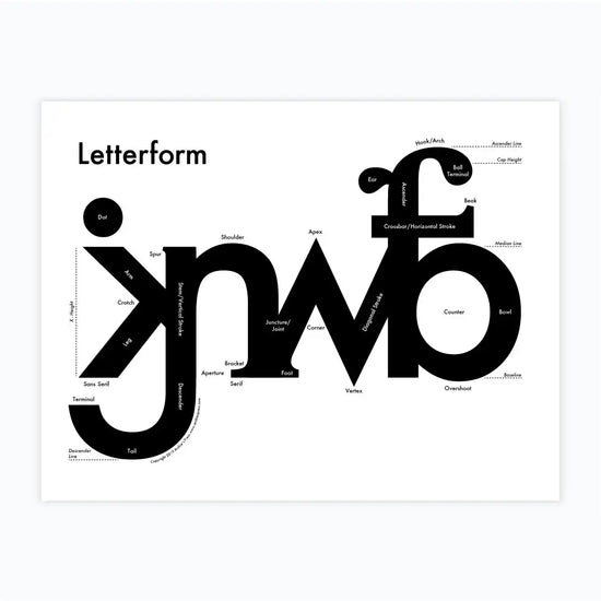 art print - letterpress - 8.5" x 11" - letterform by archie's press
