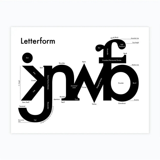art print - letterpress - 8.5" x 11" - letterform by archie's press