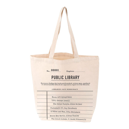 bag - canvas tote - libraries save democracies by gibbs smith