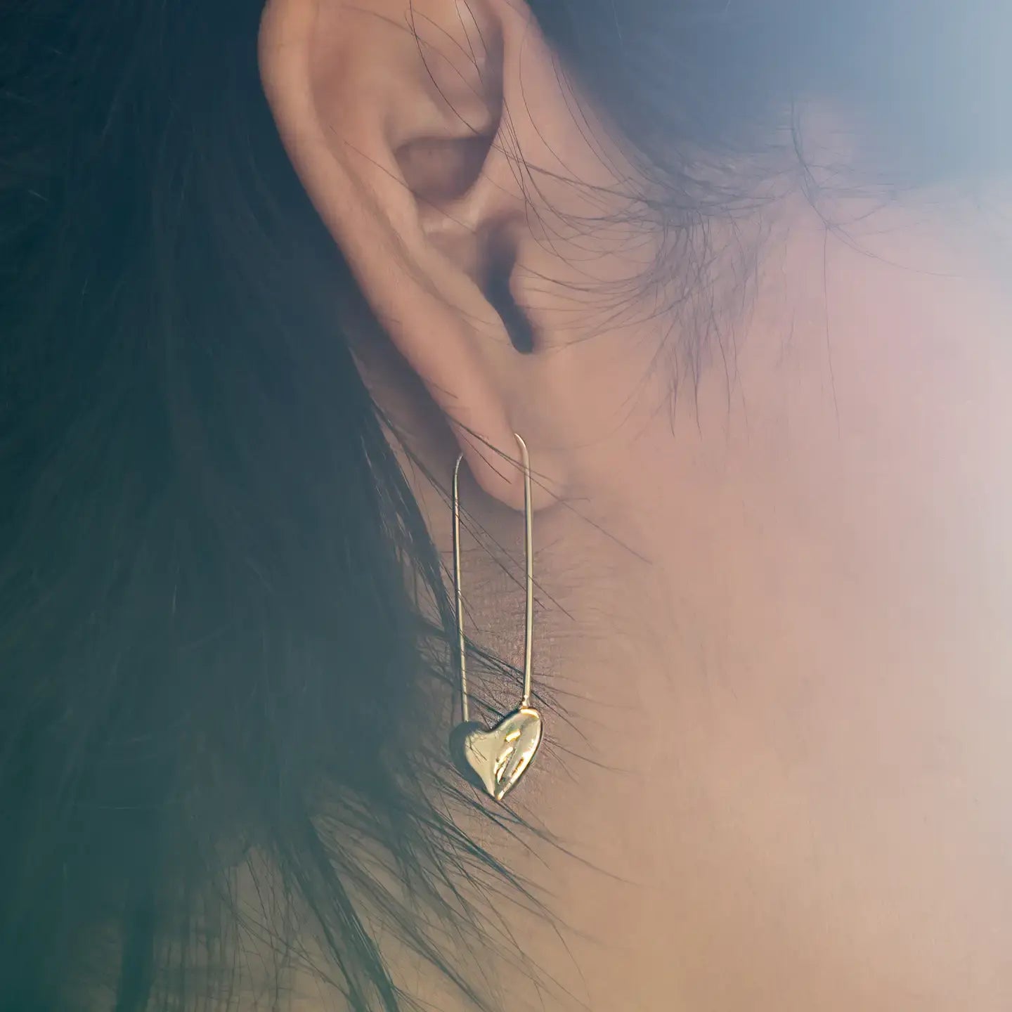 earrings - safety pin heart hoop - 18kgp by peter and june
