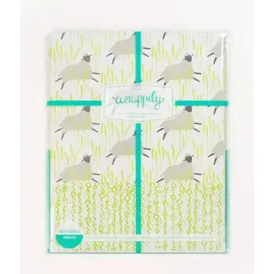 wrapping paper - 2-sided eco - little lambs by wrappily eco gift wrap co.