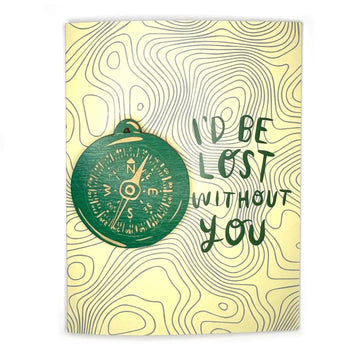 card + wood magnet - i'd be lost without you by snowmade