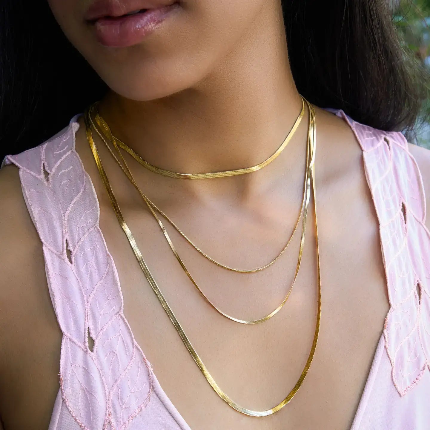 necklace - 4-layered snake chain - 18kgp by peter and june