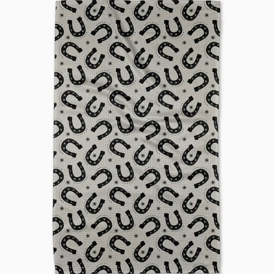 tea towel - microfiber - lucky stride horseshoes by geometry house
