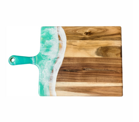 cheeseboard - acacia & resin - caribbean blue by lynn & liana serveware