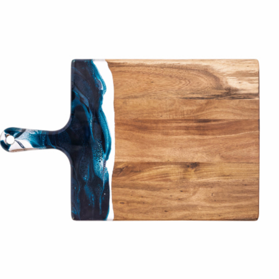 cheeseboard - acacia & resin - navy + white + metallic by lynn & liana serveware