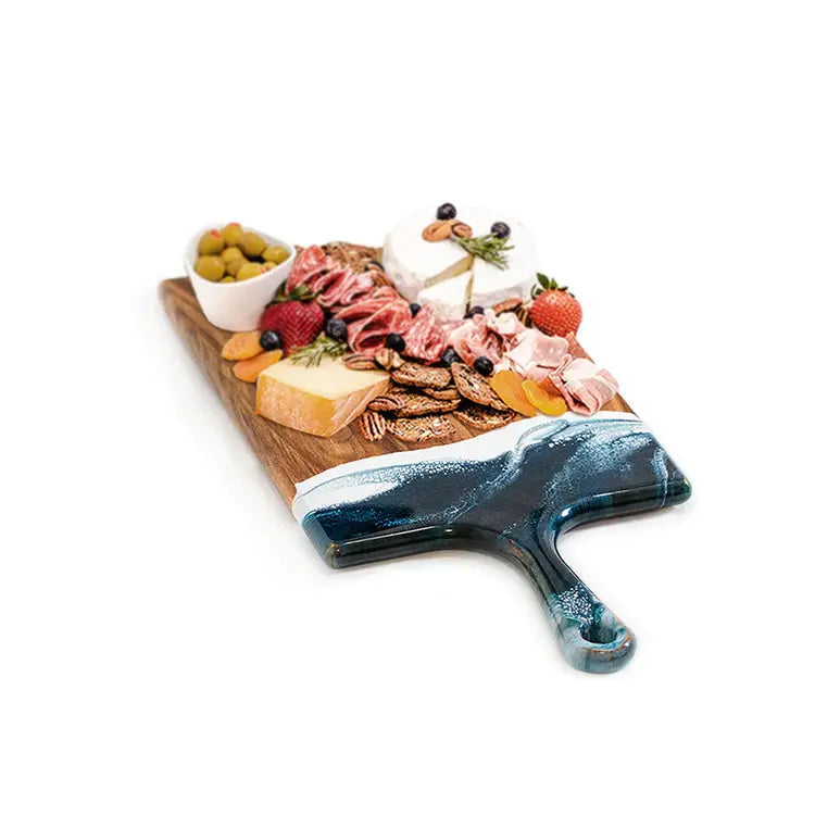 cheeseboard - acacia & resin - navy + white + metallic by lynn & liana serveware