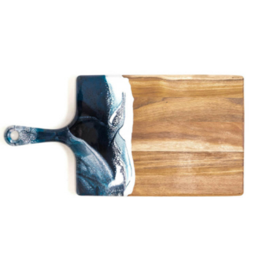cheeseboard - acacia & resin - navy + white + metallic by lynn & liana serveware