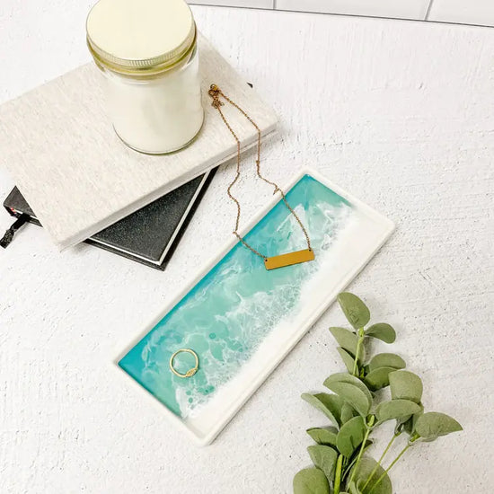 ceramic serving tray - caribbean blue by lynn & liana serveware
