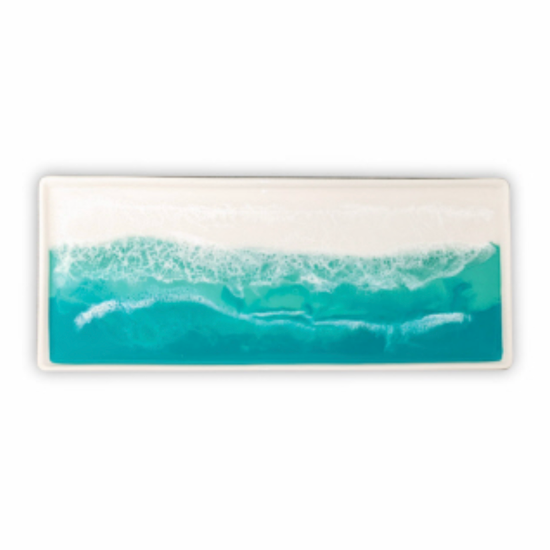 ceramic serving tray - caribbean blue by lynn & liana serveware