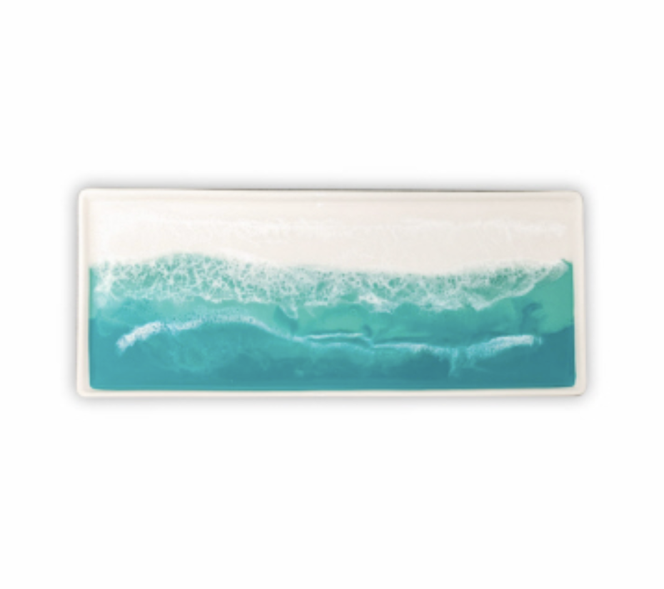 ceramic serving tray - caribbean blue by lynn & liana serveware