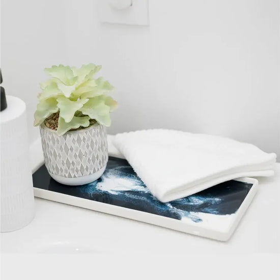 ceramic serving tray - navy white metallic by lynn & liana serveware
