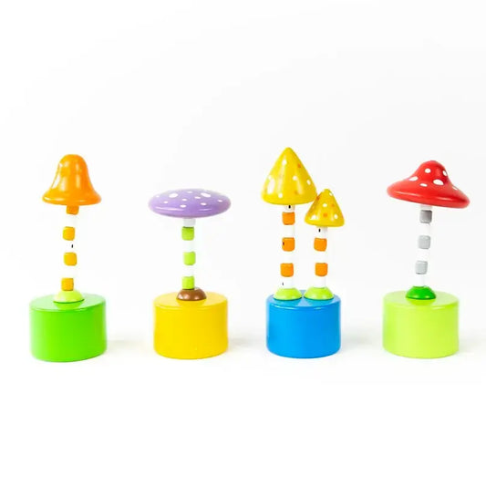 toy - push puppet - mushroom - top color by jack rabbit creations
