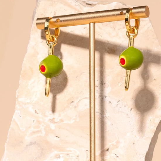 earrings hoops - enamel pimento olive - 18kgp by peter and june