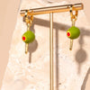 earrings - hoops - enamel green olives - 18kgp by peter and june