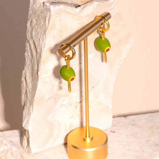 earrings hoops - enamel pimento olive - 18kgp by peter and june