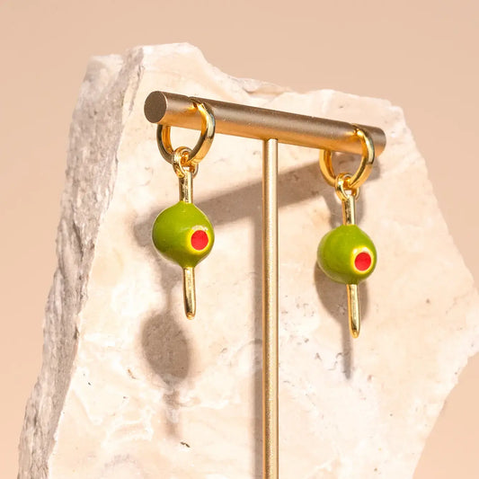 earrings hoops - enamel pimento olive - 18kgp by peter and june
