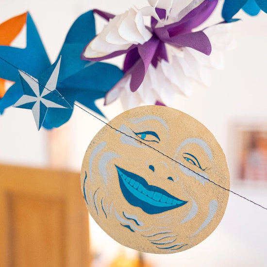 garland - recycled cotton paper - moons & stars by east end press