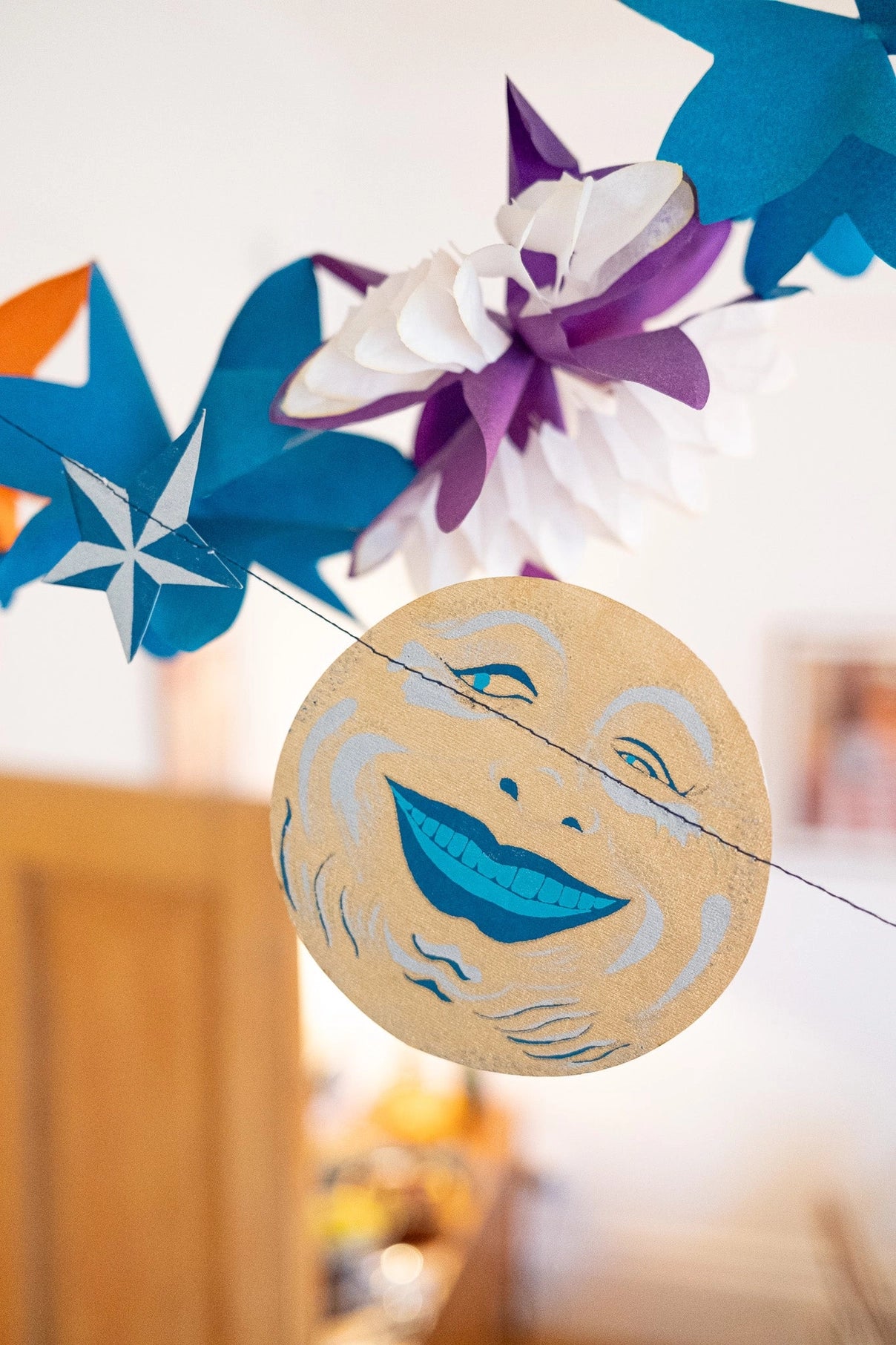 garland - recycled cotton paper - moons & stars by east end press