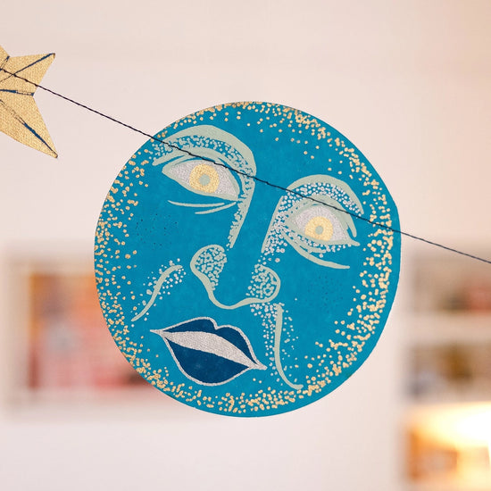 garland - recycled cotton paper - moons & stars by east end press