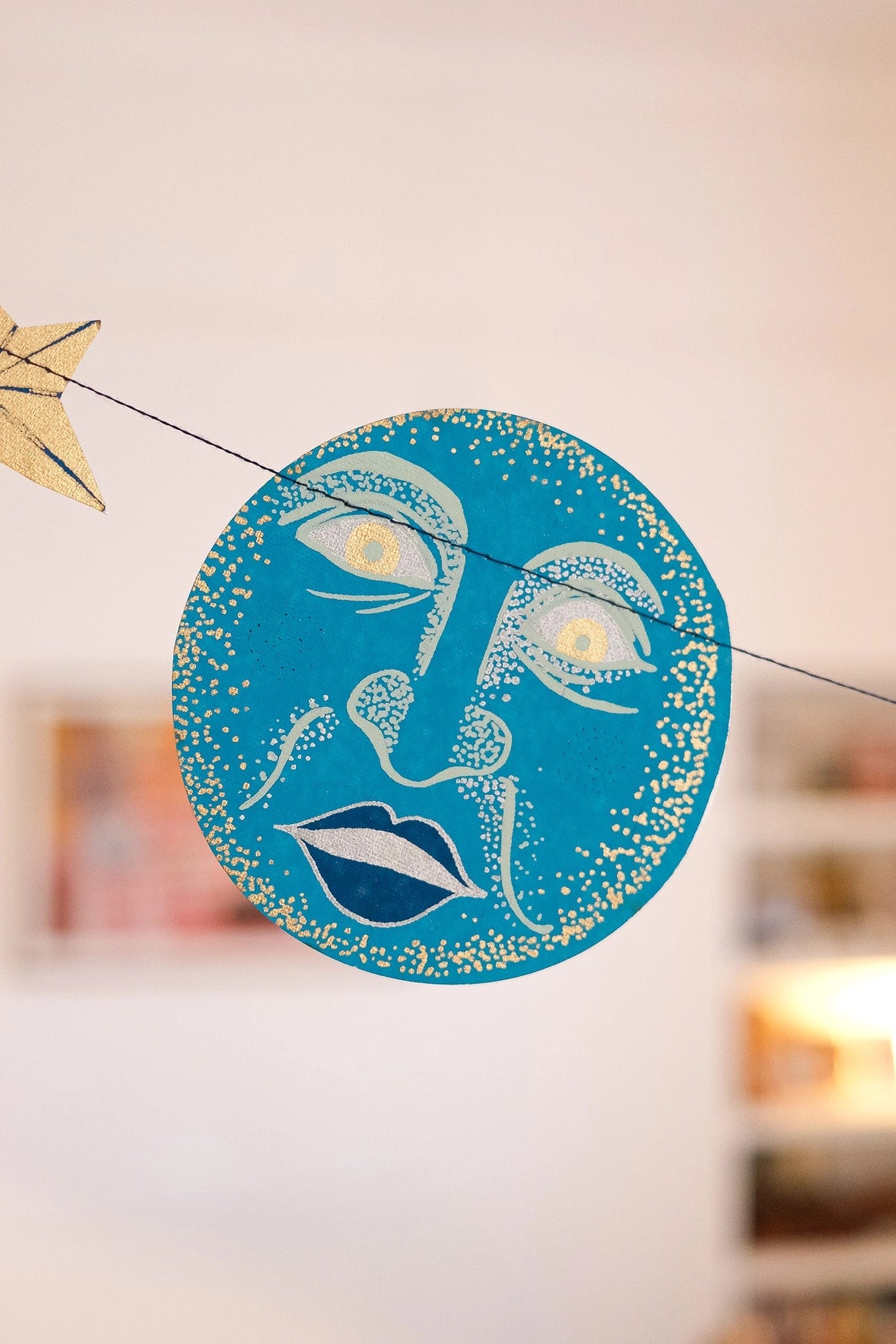 garland - recycled cotton paper - moons & stars by east end press