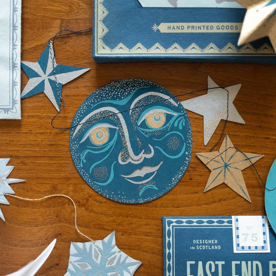 garland - recycled cotton paper - moons & stars by east end press