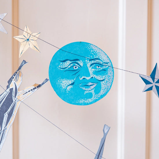 garland - recycled cotton paper - moons & stars by east end press