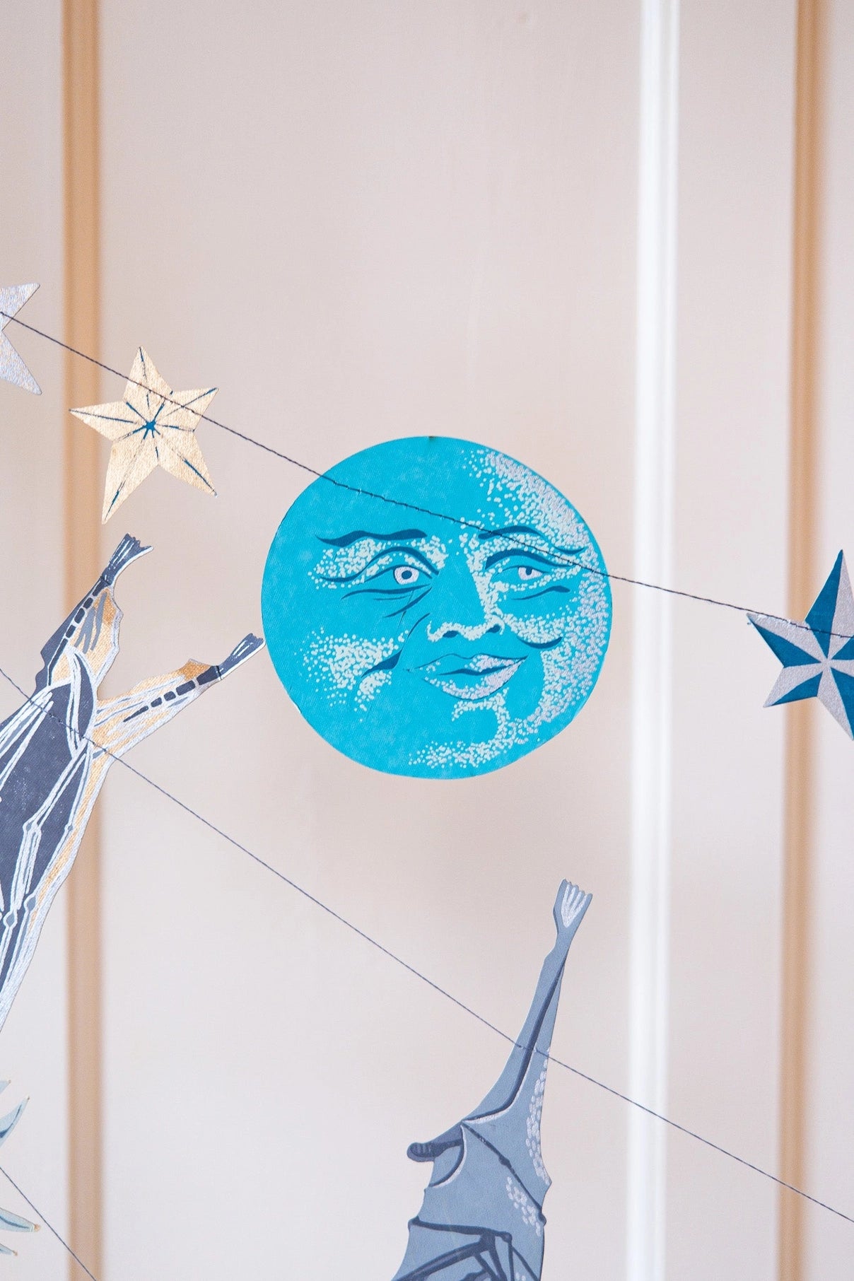 garland - recycled cotton paper - moons & stars by east end press