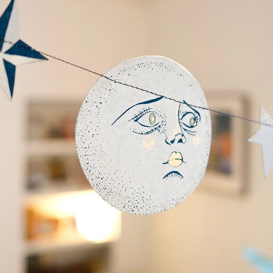 garland - recycled cotton paper - moons & stars by east end press