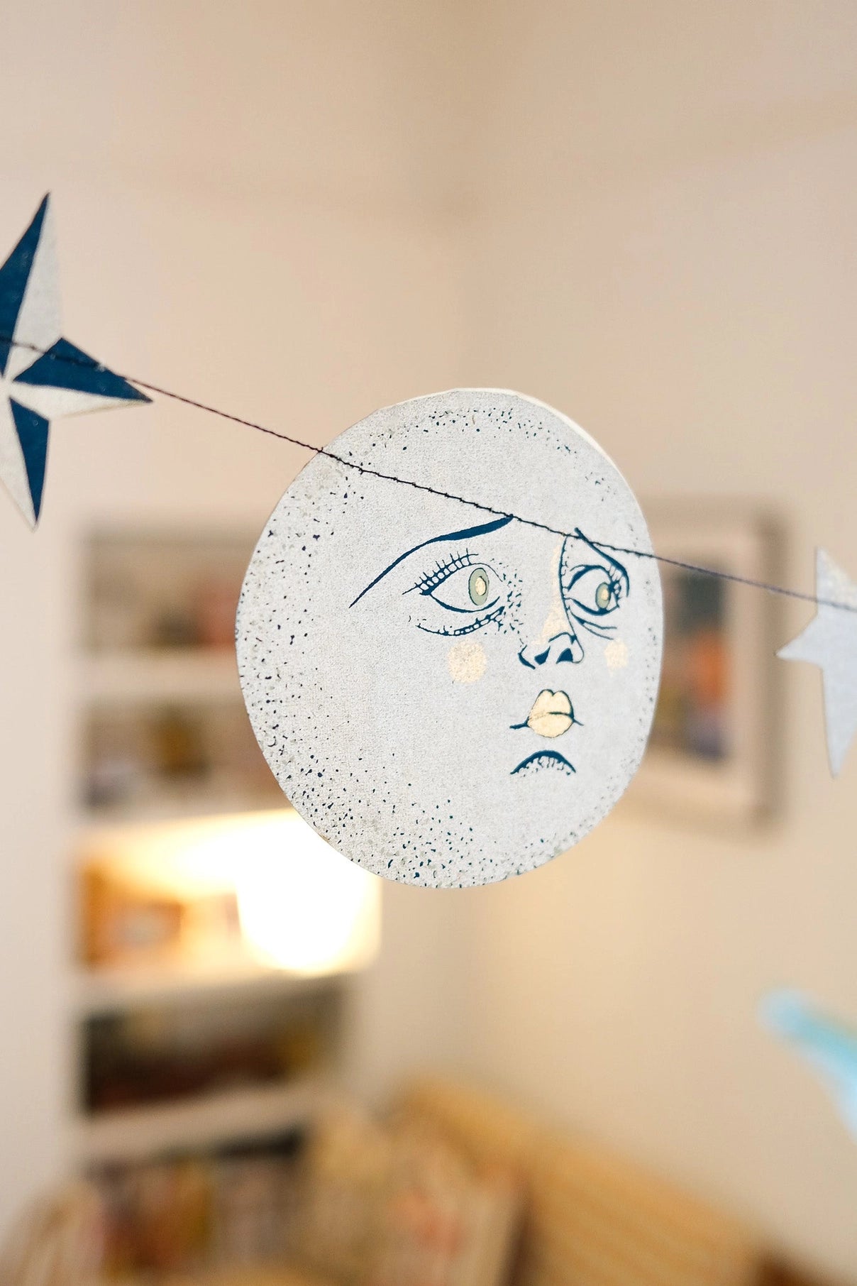 garland - recycled cotton paper - moons & stars by east end press