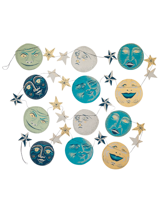 garland - recycled cotton paper - moons & stars by east end press